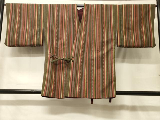 平和屋着物#道中着 リバーシブル 花間道 葡萄茶色 洗える着物 CABF9094in