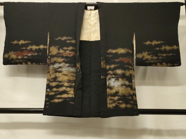 平和屋着物#羽織 寿光織 霞文 黒地 金銀糸 正絹 逸品 CABF9096in