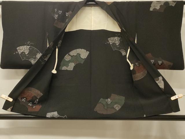 平和屋着物#羽織 寿光織 地紙吉祥花文 黒地 金銀糸 正絹 逸品 CABF9097in
