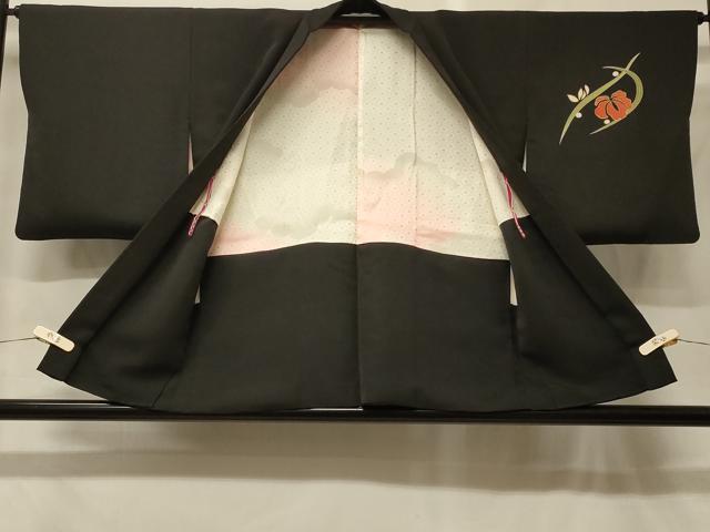 平和屋着物#羽織 駒刺繍 舞花文 黒地 金彩 正絹 逸品 CABF9126in