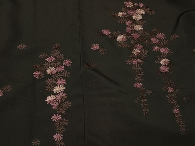 平和屋着物#羽織 総刺繍 枝垂れ花文 黒地 正絹 逸品 CABF9145in