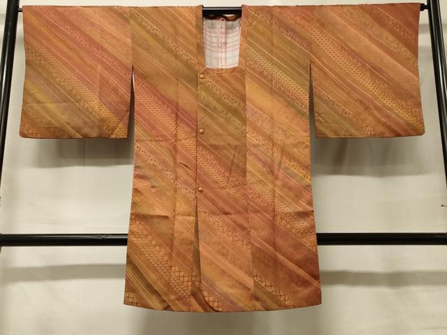 平和屋着物#道行コート 吉祥斜線文 暈し染め ロング丈 正絹 逸品 CABF9149in