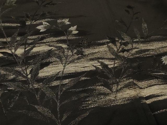 平和屋着物#羽織 寿光織 霞枝花文 黒地 銀糸 正絹 逸品 CABF9151in