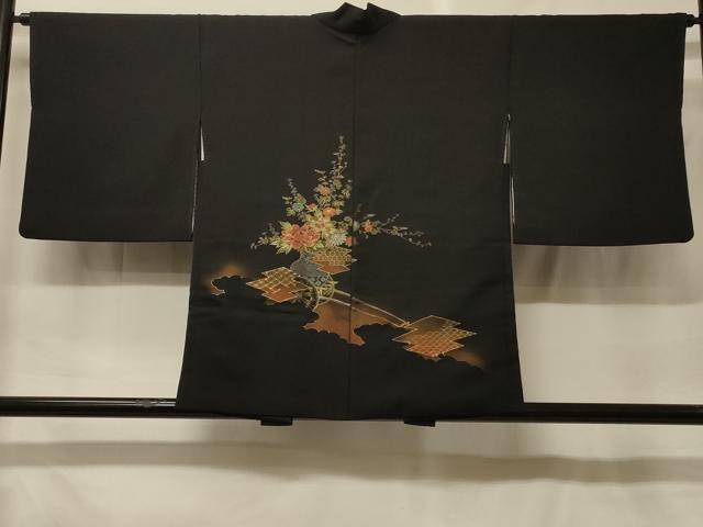 平和屋着物#羽織 寿光織 花車文 黒地 金彩 正絹 逸品 CABF9153in