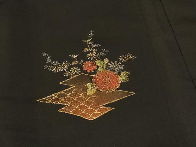 平和屋着物#羽織 寿光織 花車文 黒地 金彩 正絹 逸品 CABF9153in