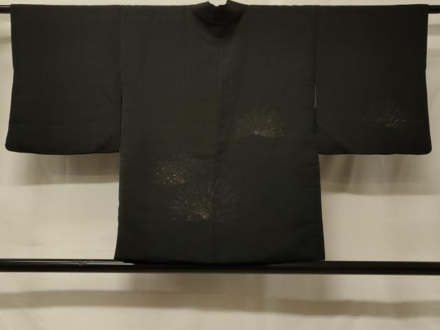 平和屋着物#羽織 寿光織 孔雀文 黒地 金糸 正絹 逸品 CABF9154in