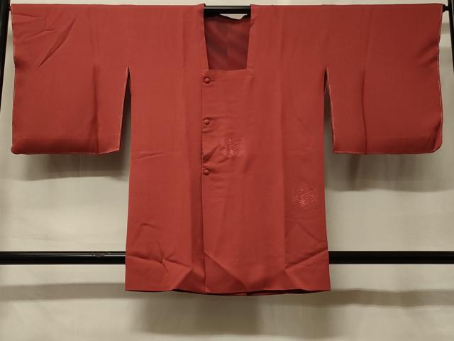 平和屋着物#中国三大刺繍 スワトウ刺繍 総刺繍 道行コート リバーシブル 色無地 亀甲草花地紋 銀朱色 正絹 逸品 未使用 CABF9160in
