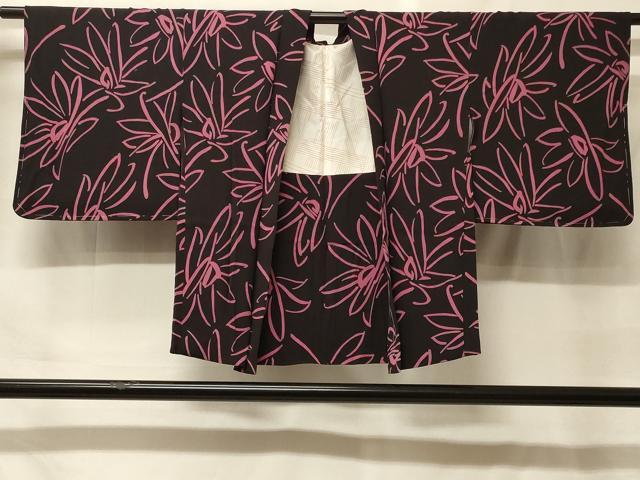 平和屋着物#羽織 舞花文 黒地 正絹 逸品 未使用 CABF9161in
