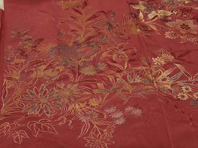 平和屋着物#羽織 寿光織 草花文 金銀糸 正絹 逸品 CABF9163in