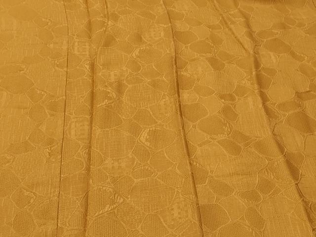 平和屋着物#道行コート 色無地 石畳地紋 山吹色 正絹 逸品 CABF9165in