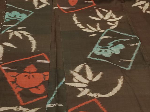 平和屋着物#長羽織 紬地 色紙草花丸文 正絹 逸品 CABF9176in