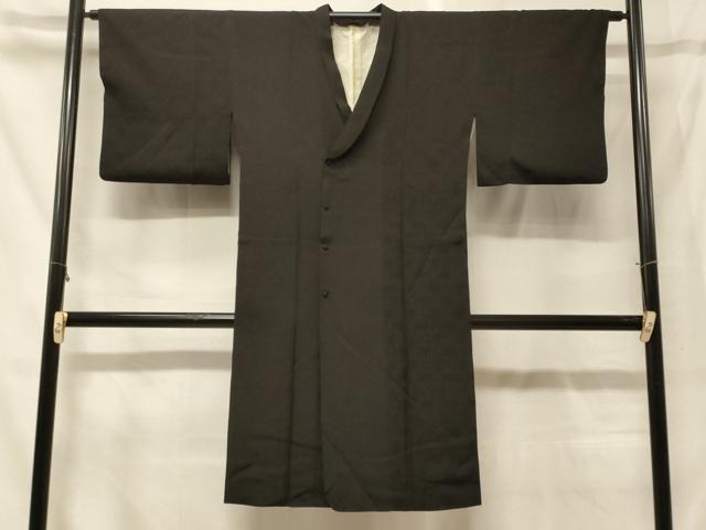 平和屋着物#道行コート 蜀江花文 黒地 ロング丈 正絹 逸品 CABF9196in