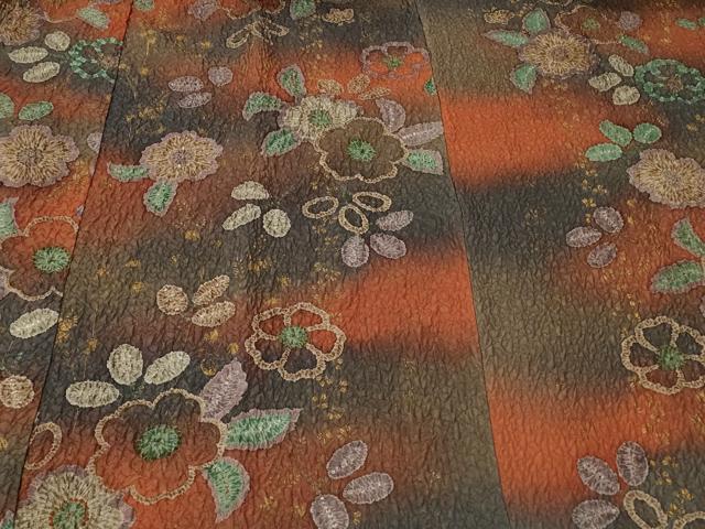 平和屋着物#道中着 辻が花 ふくれ織 暈し染め 金彩 正絹 逸品 CABF9198in