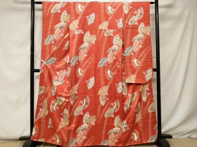 平和屋着物■豪華振袖 扇面吉祥花蝶文 金彩 正絹 逸品 CABF9210ev