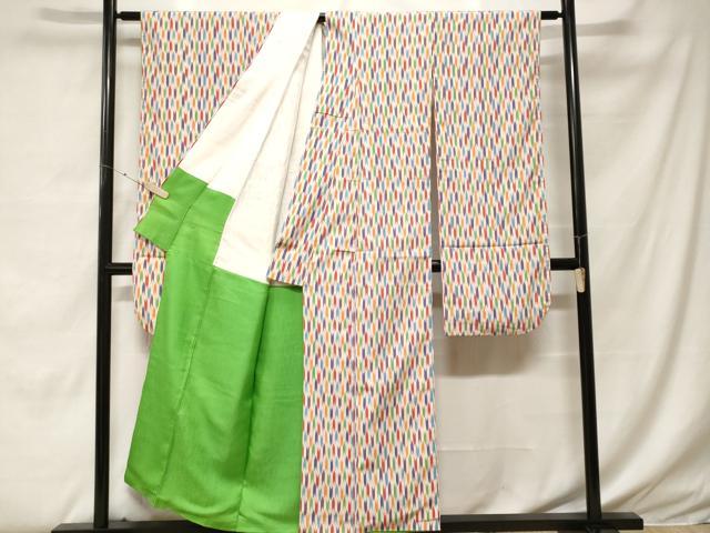 平和屋着物■豪華振袖 お召地 矢羽文 正絹 逸品 CABF9211ev