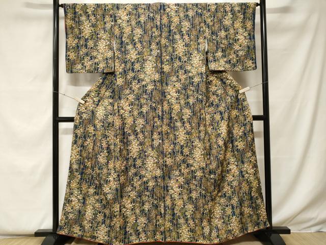 平和屋着物■上質な小紋 枝花文 正絹 逸品 CABF9223ev