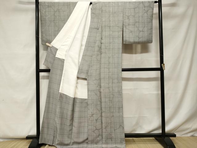 平和屋着物■上質な小紋 格子幾何学文 正絹 逸品 CABF9224ev