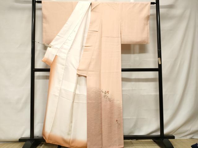 平和屋着物■訪問着 刺繍 芝草枝花文 暈し染め 金銀彩 正絹 逸品 CABF9237ev