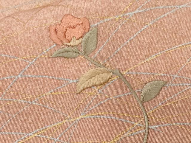 平和屋着物■訪問着 刺繍 芝草枝花文 暈し染め 金銀彩 正絹 逸品 CABF9237ev