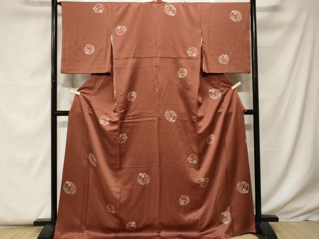 平和屋着物■上質な小紋 草花丸文 正絹 逸品 CABF9242ev