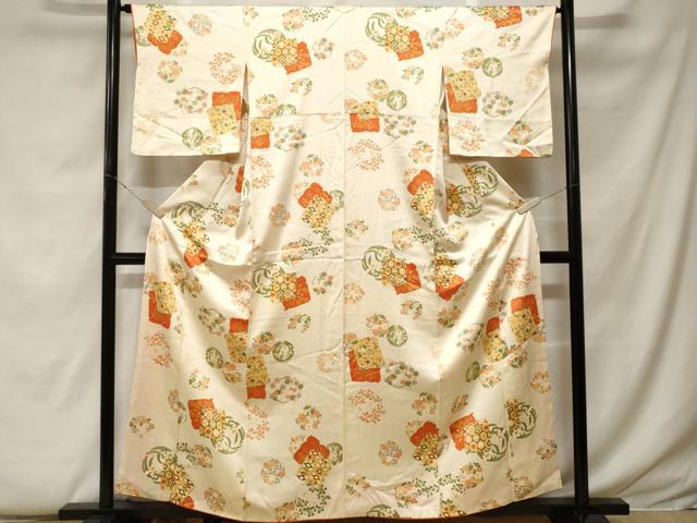 平和屋着物■上質な小紋 破れ色紙重ね吉祥花文 金彩 正絹 逸品 CABF9253ev