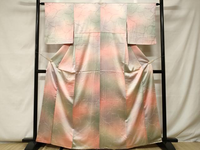 平和屋着物■上質な小紋 霞文 三越扱い 正絹 逸品 CABF9267ev