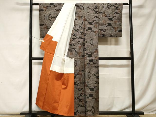 平和屋着物■本場大島紬 9マルキ 流水風景文 正絹 逸品 CABF9286ev