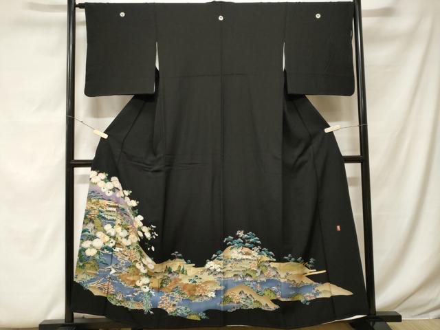 平和屋着物■豪華黒留袖 駒刺繍 萬寿染 御所解文 正絹 逸品 CABF9288ev