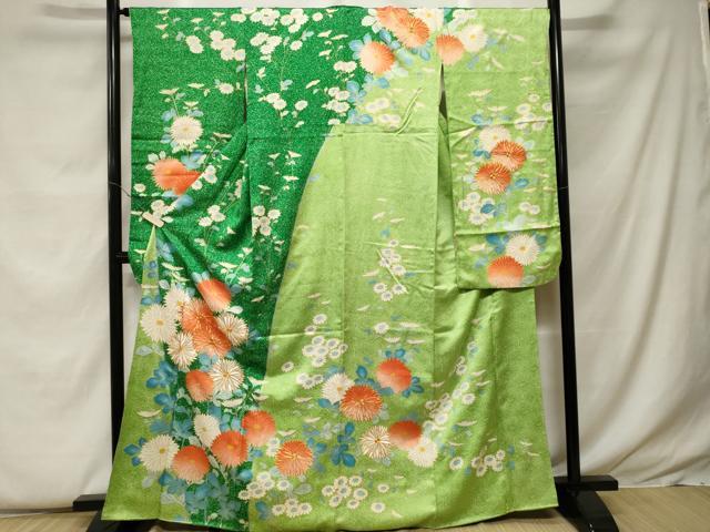 平和屋着物■豪華振袖 駒刺繍 枝菊文 暈し染め 金彩 正絹 逸品 CABF9289ev