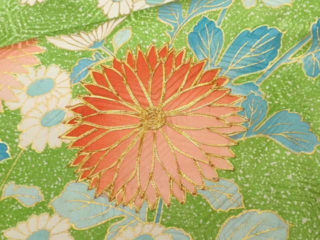 平和屋着物■豪華振袖 駒刺繍 枝菊文 暈し染め 金彩 正絹 逸品 CABF9289ev
