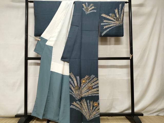 平和屋着物■訪問着 駒刺繍 絞り 松葉菊文 金彩 正絹 逸品 CABF9299ev