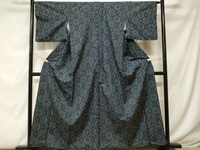 平和屋着物■上質な紬 幾何学花文 正絹 逸品 CABF9309ev
