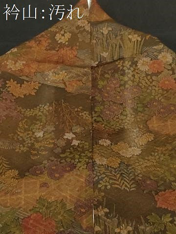 平和屋着物■上質な小紋 流水草花文 暈し染め 正絹 逸品 CABF9310ev