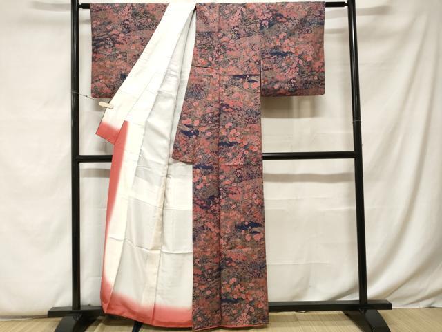 平和屋着物■上質な小紋 屏風草花文 正絹 逸品 CABF9322ev
