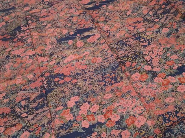 平和屋着物■上質な小紋 屏風草花文 正絹 逸品 CABF9322ev