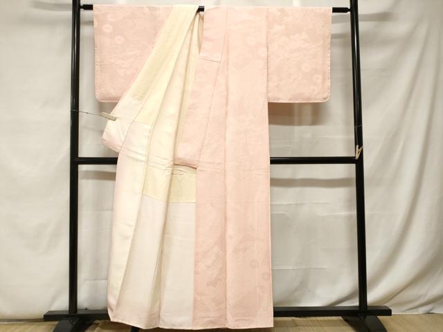 平和屋着物■上質な色無地 切嵌吉祥花地紋 薄桜色 正絹 逸品 CABF9328ev