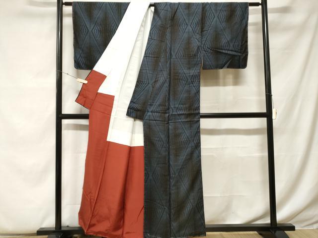 平和屋着物■本場大島紬 割り込み絣 幾何学文様 正絹 逸品 CABF9329ev