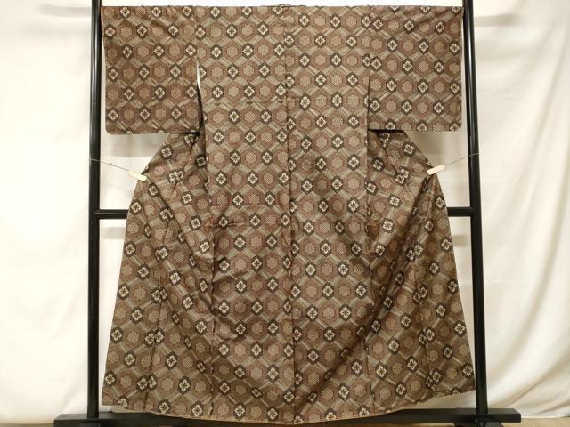 平和屋着物■本場村山大島紬 亀甲花菱文 正絹 逸品 未使用 CABF9330ev