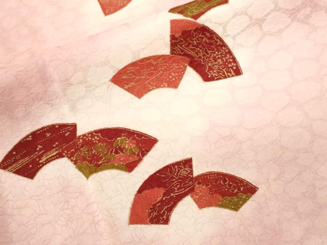 平和屋着物□上質な小紋 地紙重ね花文 暈し染め 金彩
