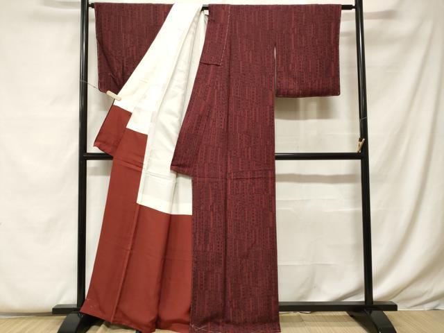 平和屋着物■上質な小紋 切嵌草花文 正絹 逸品 CABF9343ev