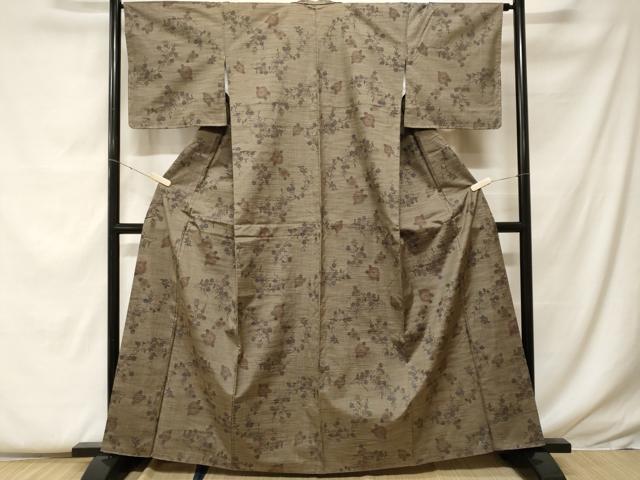 平和屋着物■上質な紬 菊枝花文 正絹 逸品 CABF9347ev