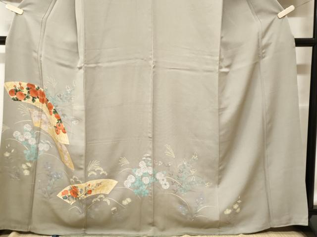 平和屋着物■訪問着 地紙万寿菊草花文 暈し染め 金彩 正絹 逸品 CABF9354ev