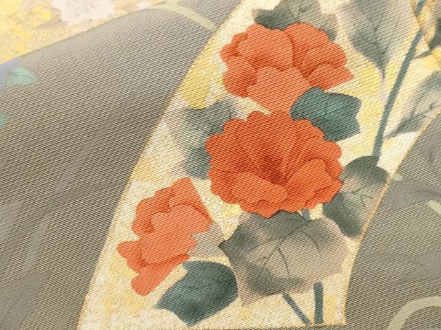 平和屋着物■訪問着 地紙万寿菊草花文 暈し染め 金彩 正絹 逸品 CABF9354ev