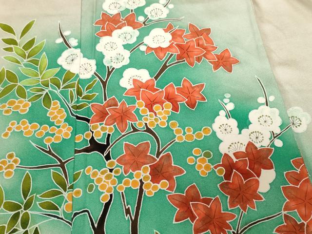 平和屋着物■訪問着 枝楓梅文 暈し染め 正絹 逸品 未使用 CABF9372ev