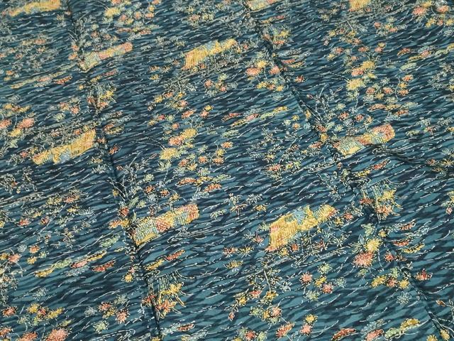 平和屋着物■本場染大島紬 流水草花文 正絹 逸品 CABF9375ev