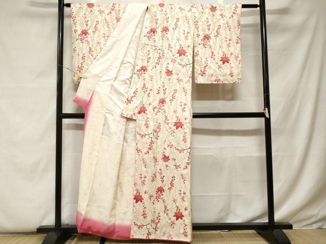平和屋着物■上質な小紋 枝梅文 舞楓文 正絹 逸品 CABF9378ev