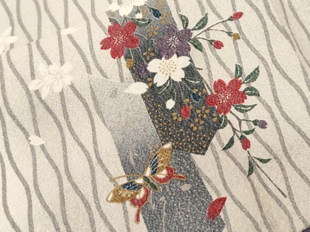 平和屋着物■上質な小紋 立涌飛鳥花蝶文 暈し染め 金彩 正絹 逸品 CABF9397ev