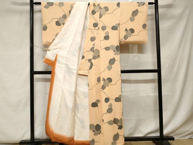 平和屋着物■上質な小紋 地紋起こし 枝花文 金彩 正絹 逸品 CABF9400ev