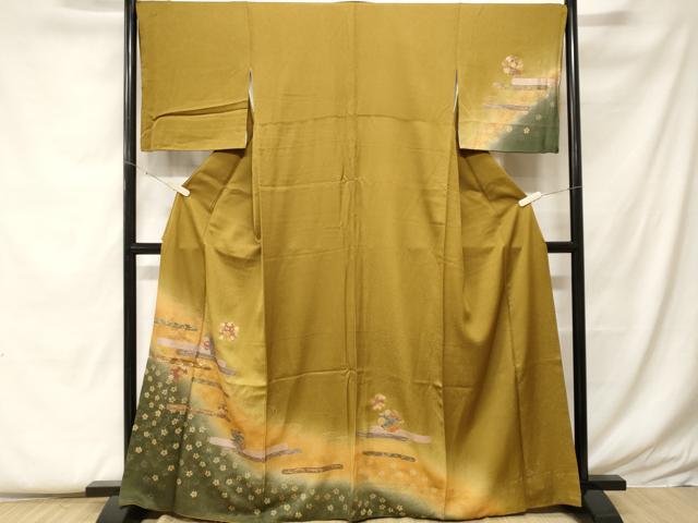 平和屋着物■訪問着 流水草花丸文 暈し染め 金彩 正絹 逸品 CABF9412ev
