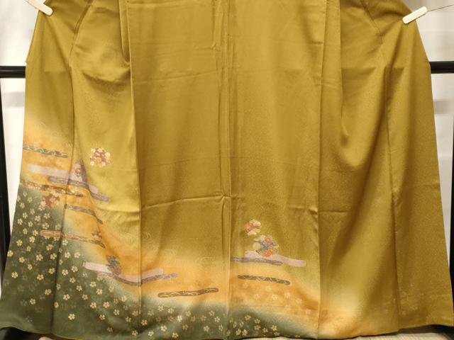 平和屋着物■訪問着 流水草花丸文 暈し染め 金彩 正絹 逸品 CABF9412ev